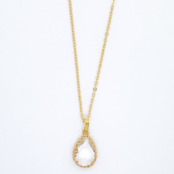 Gold Crystal Drop Necklace - Picture 2 of 3